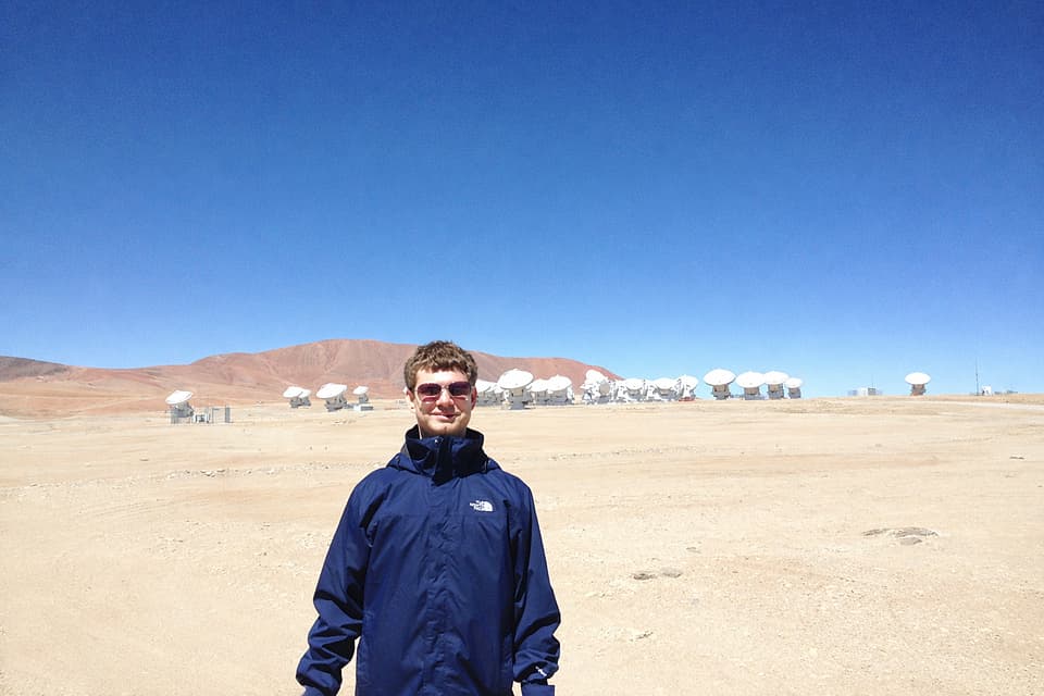 Alex Lewis at the ALMA observatory in the Atacama Desert